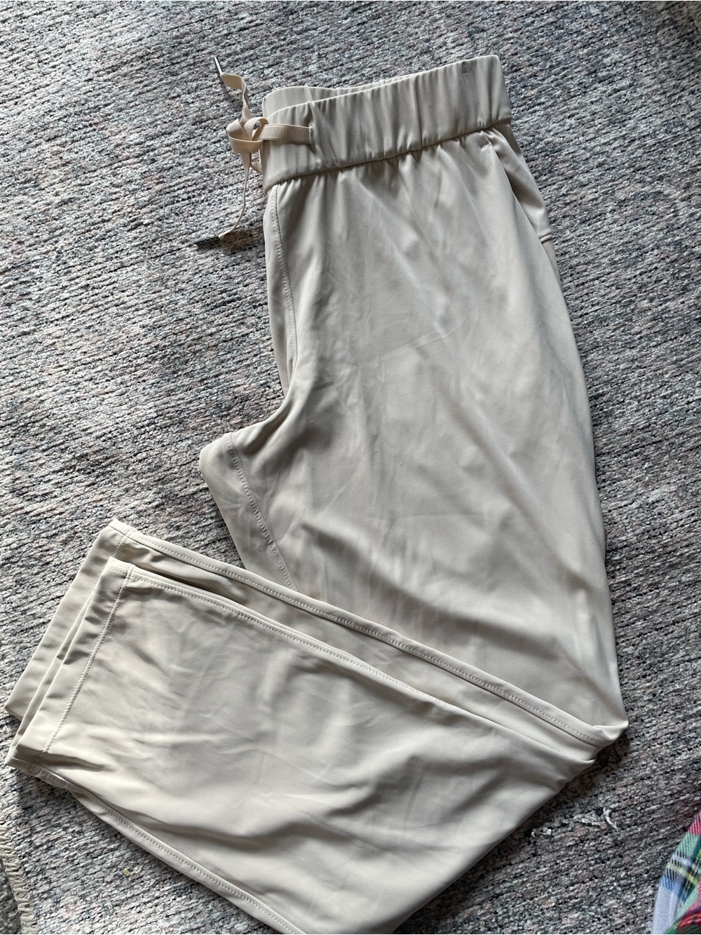 Women's Drawstring Joggers in Light Beige
